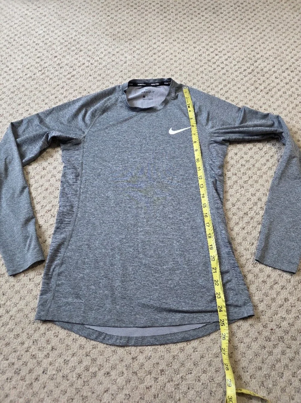 Nike Pro Men’s Long Sleeve Dri-FIT Crew Shirt - Heather Gray